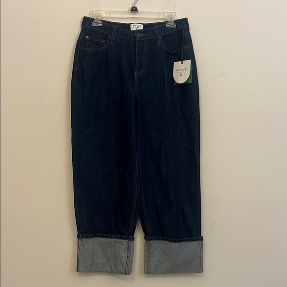 Kate Spade Large Hem Wide Leg Dark Wash Cropped Jeans Size 6 New - Picture 2 of 10